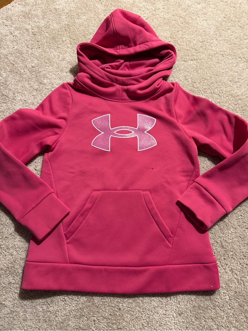 Under Armour Girls' Hot Pink Glitter Logo Hoodie